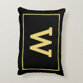 Simple Black Gold Initiaal Monogram Accent Kussen (Achterkant (Verticaal))