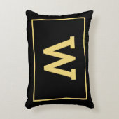 Simple Black Gold Initiaal Monogram Accent Kussen (Voorkant(Verticaal))