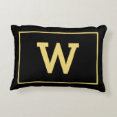 Simple Black Gold Initiaal Monogram Accent Kussen (Achterkant)