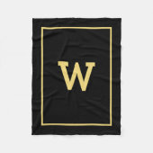 Simple Black Gold Initiaal Monogram Fleece Deken (Voorkant)