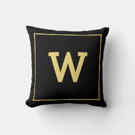 Simple Black Gold Initiaal Monogram Kussen