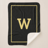 Simple Black Gold Initiaal Monogram Sherpa Deken (Voorkant)