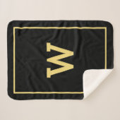 Simple Black Gold Initiaal Monogram Sherpa Deken (Voorkant (horizontaal))