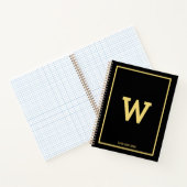 Simple Black Gold Initiaal Monogram Sketchbook Notitieboek (Binnen)
