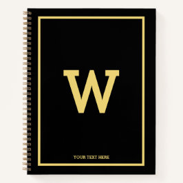 Simple Black Gold Initiaal Monogram Sketchbook Notitieboek