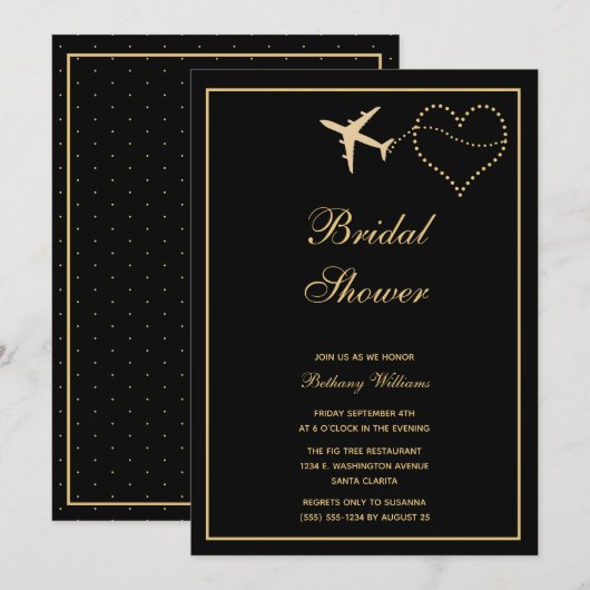 Simple Black Gold Travel Vrijgezellenfeest Kaart (Voorkant / Achterkant)