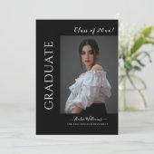 Simple Black High School College Photo Afstuderen Kaart (Staand voorkant)