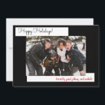 Simple Black Holiday 5 Photo Collage Kaart<br><div class="desc">vrolijk kerstfeest. Voeg je foto's toe. Verander de doopvonten door op "pas aan." te klikken Dit staat u toe om meer dan één foto op de rug toe te voegen. Deze is zwart voor een minimalistische,  moderne kijk.</div>