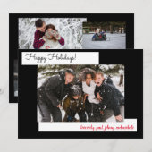 Simple Black Holiday 5 Photo Collage Kaart (Voorkant / Achterkant)