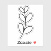 Simple Black Leaf Line Art Sticker (Vel)