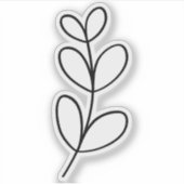 Simple Black Leaf Line Art Sticker (Voorkant)