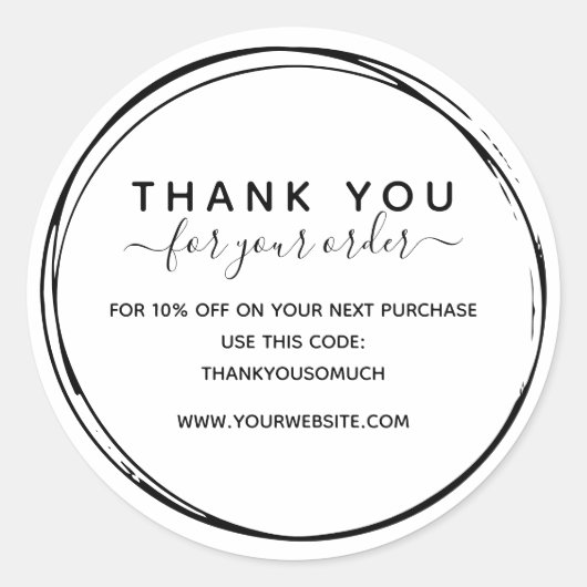 Simple Black Line Circles Bedankt voor uw bestelli Ronde Sticker (Voorkant)