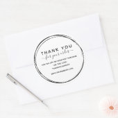 Simple Black Line Circles Bedankt voor uw bestelli Ronde Sticker (Envelop)