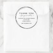 Simple Black Line Circles Bedankt voor uw bestelli Ronde Sticker (Tas)