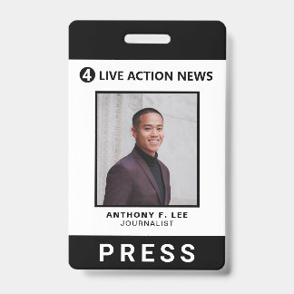 Simple Black Logo Press Employee Photo ID Badge