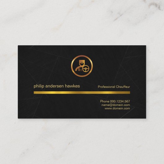 Simple Black Marble Gold Line Chauffeur Visitekaartje (Achterkant)