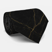 Simple Black Marble Texture with Subtle Gold Veins Stropdas (Opgerold)