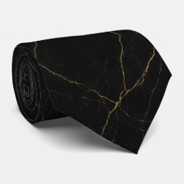 Simple Black Marble Texture with Subtle Gold Veins Stropdas