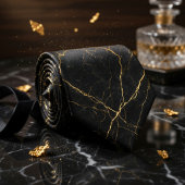 Simple Black Marble Texture with Subtle Gold Veins Stropdas