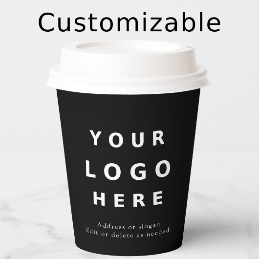 Simple Black Minimal Business Logo Custom Papieren Bekers