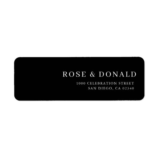 Simple black minimal custom wedding address label (Voorkant)