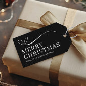 Simple black modern Merry Christmas  Cadeaulabel