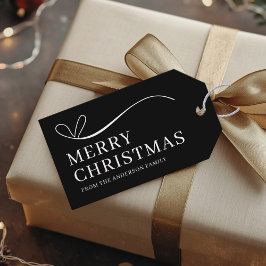 Simple black modern Merry Christmas  Cadeaulabel