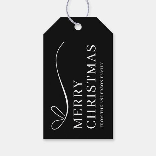 Simple black modern Merry Christmas  Cadeaulabel (Voorkant)