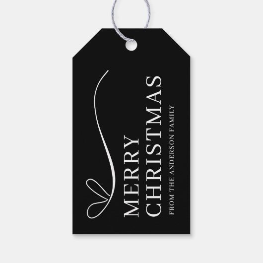 Simple black modern Merry Christmas  Cadeaulabel (Achterkant)