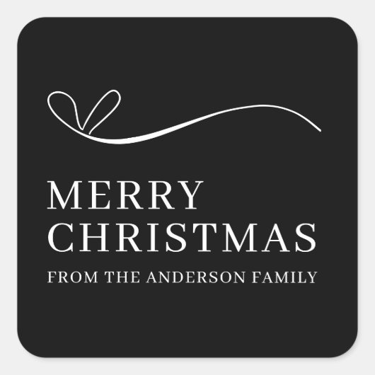 Simple black modern Merry Christmas  Vierkante Sticker (Voorkant)