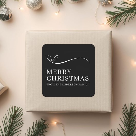Simple black modern Merry Christmas  Vierkante Sticker