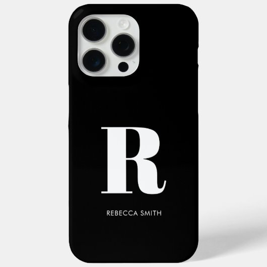 Simple Black Modern Monogram Case-Mate iPhone Case (Achterkant)