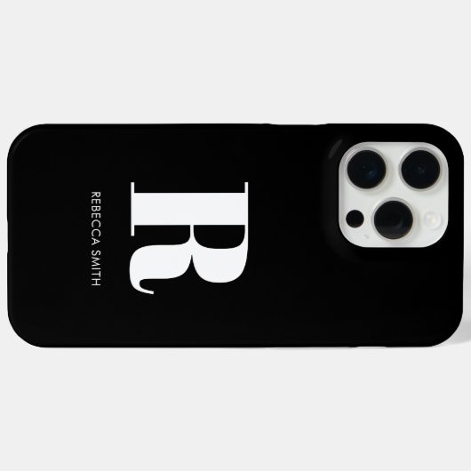Simple Black Modern Monogram Case-Mate iPhone Case (Achterkant (horizontaal))