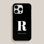 Simple Black Modern Monogram iPhone 15 Pro Max Hoesje<br><div class="desc">Eenvoudig Modern Initiaal Monogram Telefoon Case. Creëer uw eigen gepersonaliseerde iPhone Case met aangepaste initiaal naam.</div>
