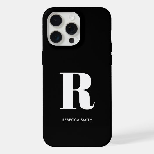 Simple Black Modern Monogram iPhone Hoesje (Achterkant)