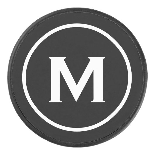 Simple Black Monogram Embleem Hockey Puck (Voorkant)