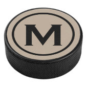 Simple Black Monogram Initiaal Hockey Puck (3/4)