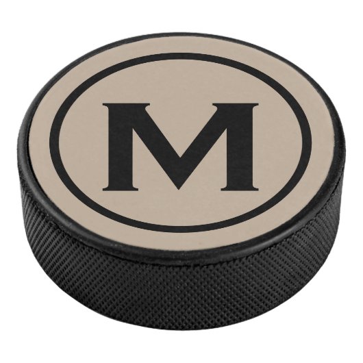 Simple Black Monogram Initiaal Hockey Puck (3/4)