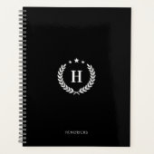 Simple Black | Monogram Modern Minimalist Fitness Planner (Voorkant)