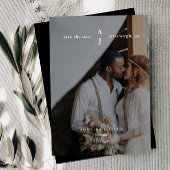 Simple Black Monogram Photo Weddenschap Save The Date