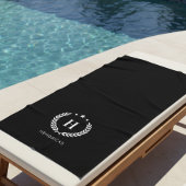 Simple Black | Monogram Stylish Modern Minimalist Strandlaken