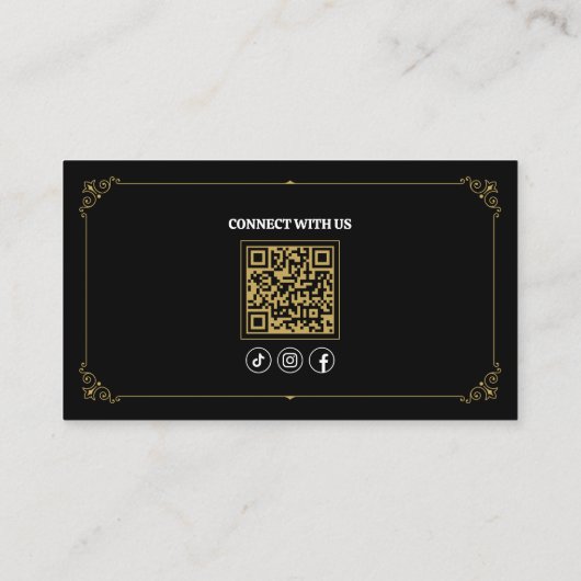 Simple Black Mustache Barber Shop Maak contact met Visitekaartje (Achterkant)