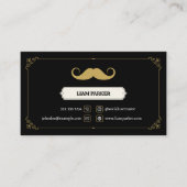 Simple Black Mustache Barber Shop Maak contact met Visitekaartje (Voorkant)