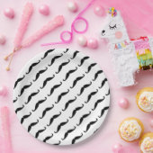 Simple Black mustache pattern on white moustache Papieren Bordje (Feest)