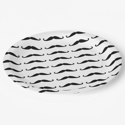 Simple Black mustache pattern on white moustache Papieren Bordje (Gekanteld)