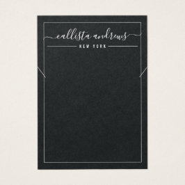 Simple Black Paper Cursive Ketting Display Kaart