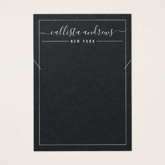 Simple Black Paper Cursive Ketting Display Kaart (Voorkant)