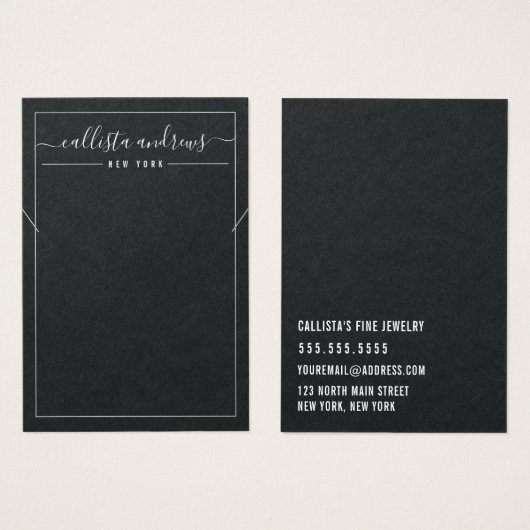 Simple Black Paper Cursive Ketting Display Kaart (Voorkant /achterkant)