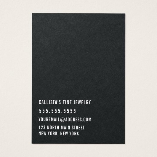 Simple Black Paper Cursive Ketting Display Kaart (Achterkant)