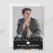 Simple Black Photo Afstuderen Aankondiging (Voorkant)